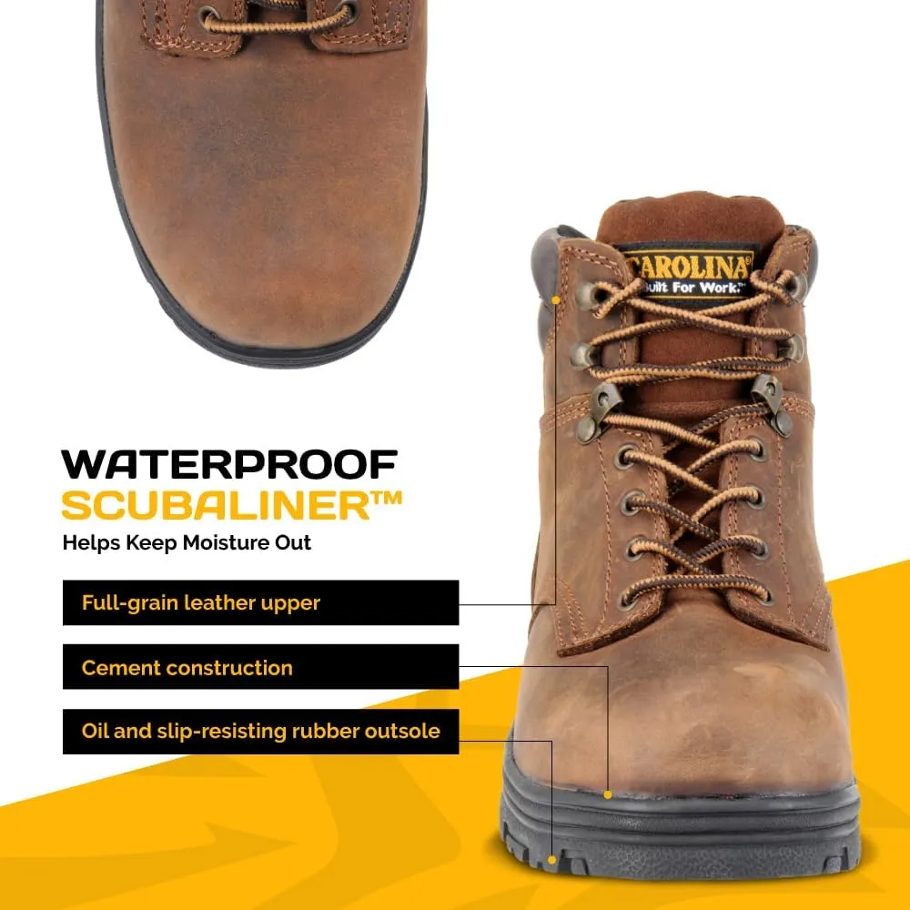Carolina Engineer 6 Steel Toe Work Boots for Men - Breathable Waterproof Boots with Durable Leather Uppers and Slip-Resistant Lug Outsoles, EH Rated