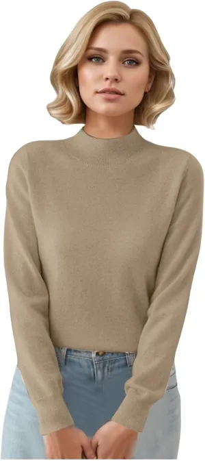 Cashmere Sweaters for Women Winter Fashion Solid Color Pullover Sweater Long Sleeve Casual Sweater Turtleneck Outfits