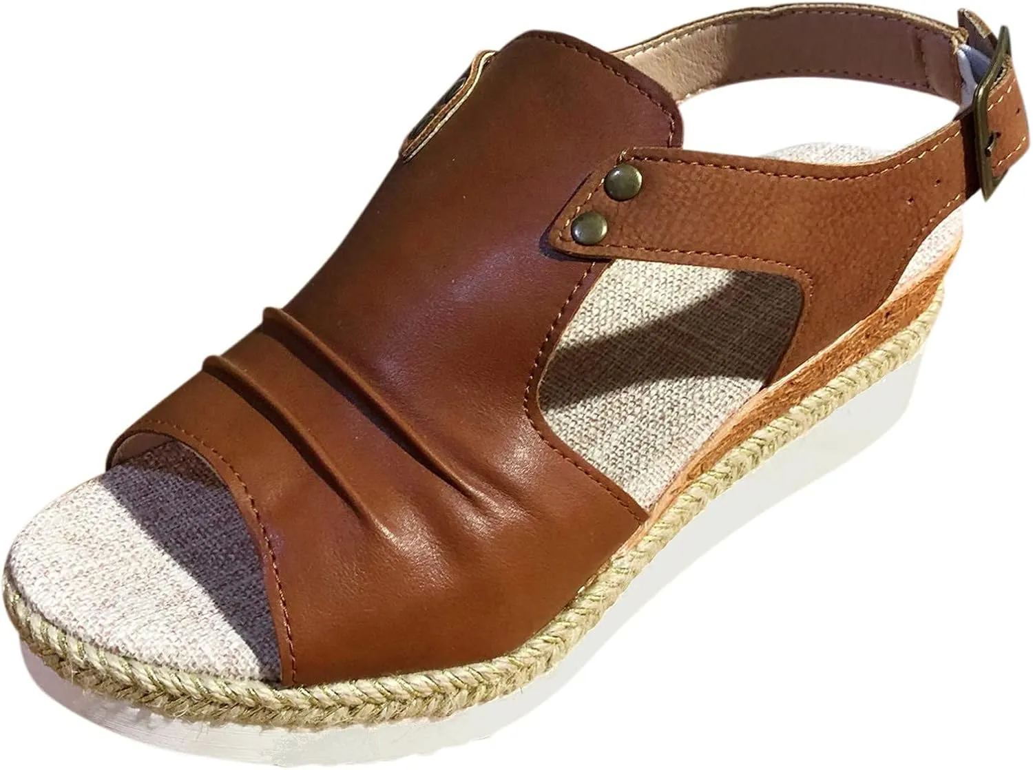 Cathalem Flat Sandals for Women, Orthopedic Platform Wedge Sandals for Women Open Toe Ankle Strap Espadrilles Sandals