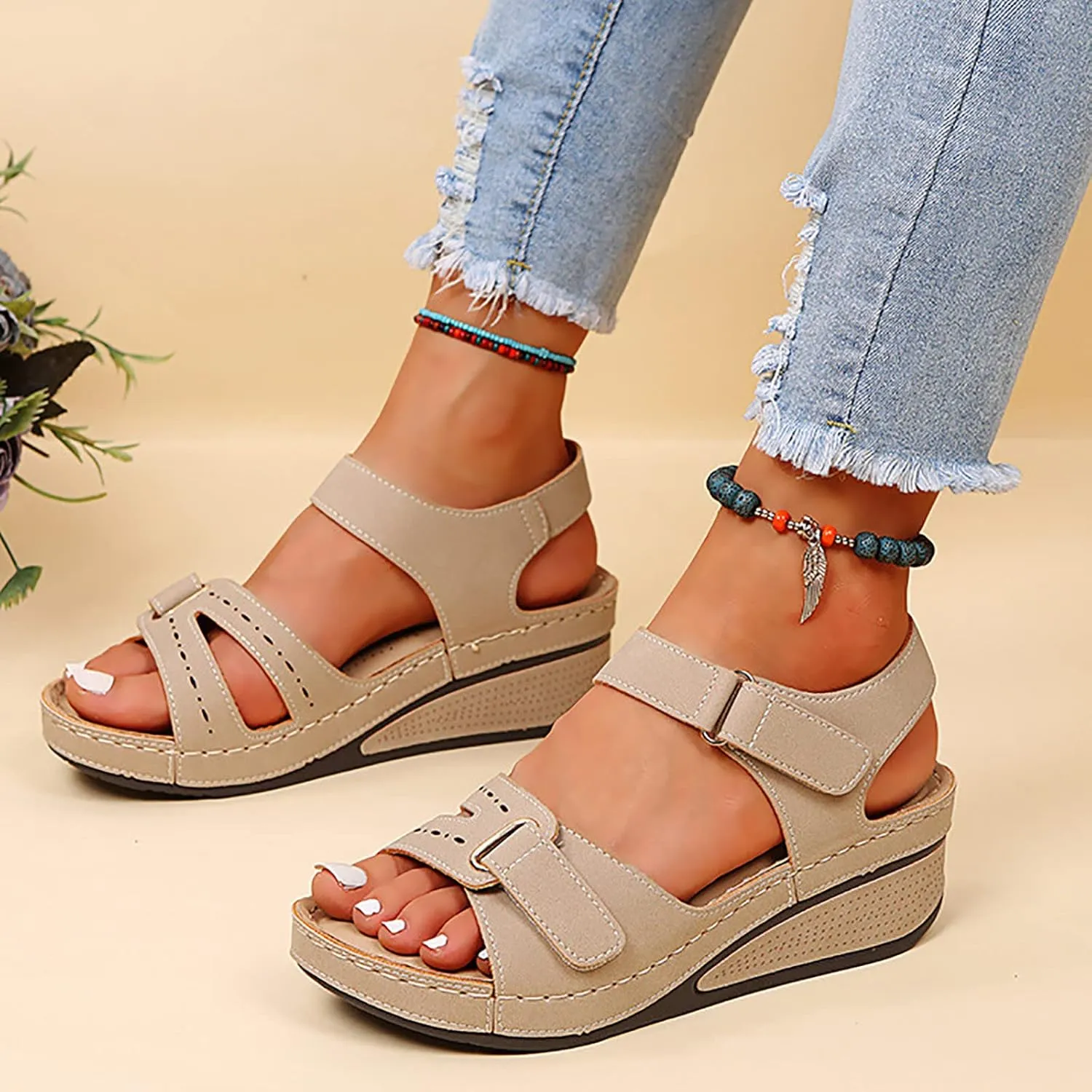 Cathalem Orthopedic Sandals for Women, Womens Walking Sandals with Arch Support Sandals Women Dressy Summer Flat