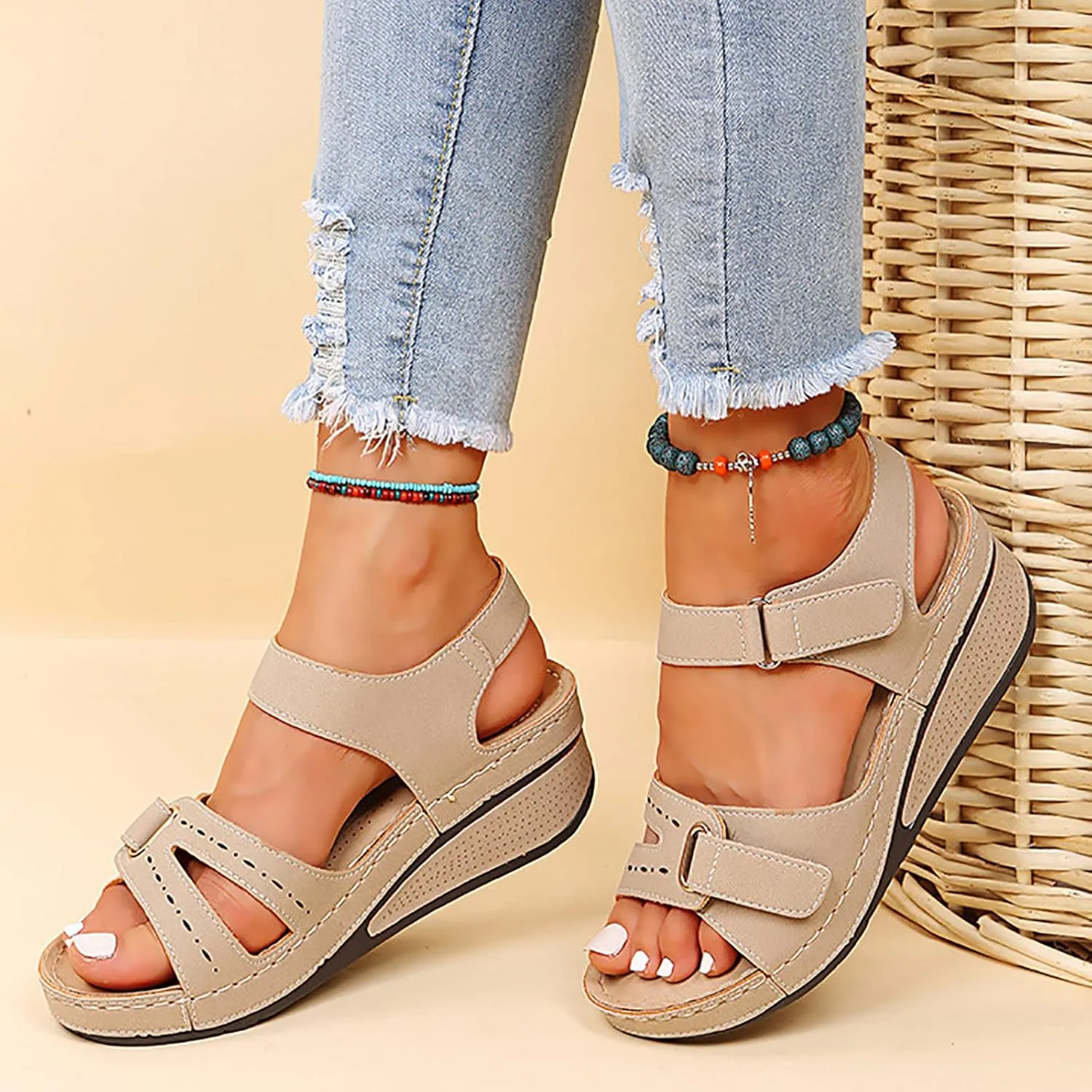 Cathalem Orthopedic Sandals for Women, Womens Walking Sandals with Arch Support Sandals Women Dressy Summer Flat