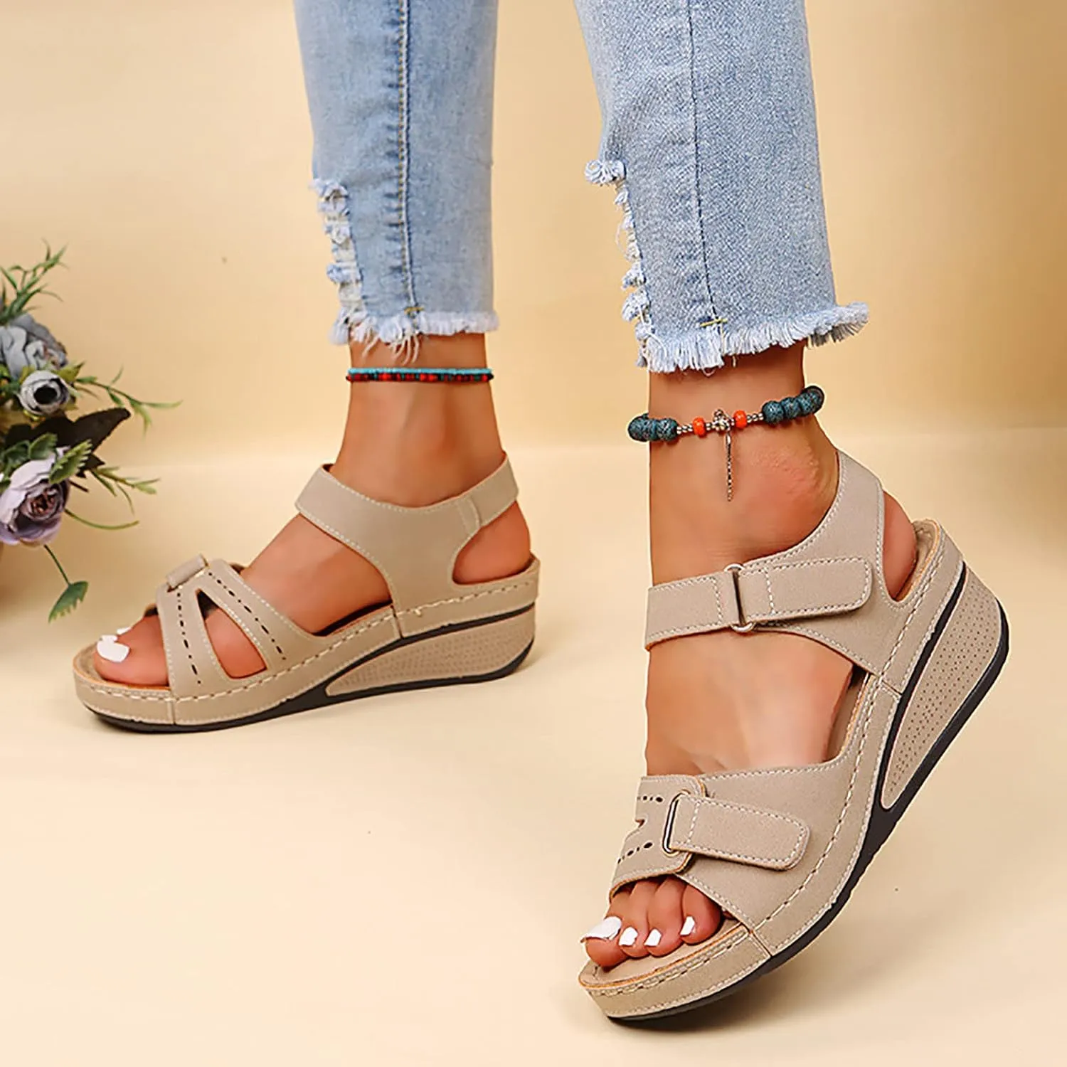 Cathalem Orthopedic Sandals for Women, Womens Walking Sandals with Arch Support Sandals Women Dressy Summer Flat