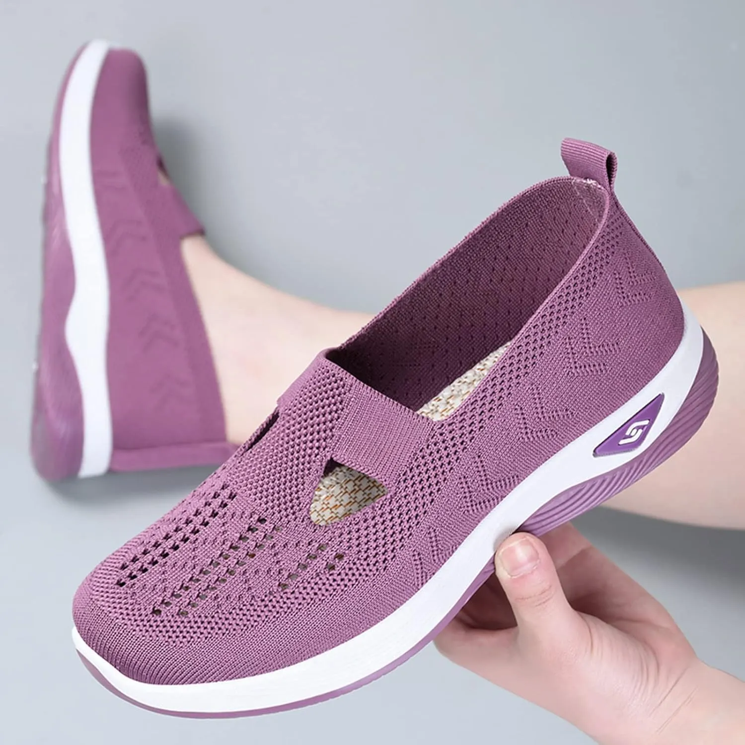 Cathalem Platform Sneakers for Women, Walking Slip on Diabetic Foam Shoes Hands Free Slip in Sneakers Arch Support