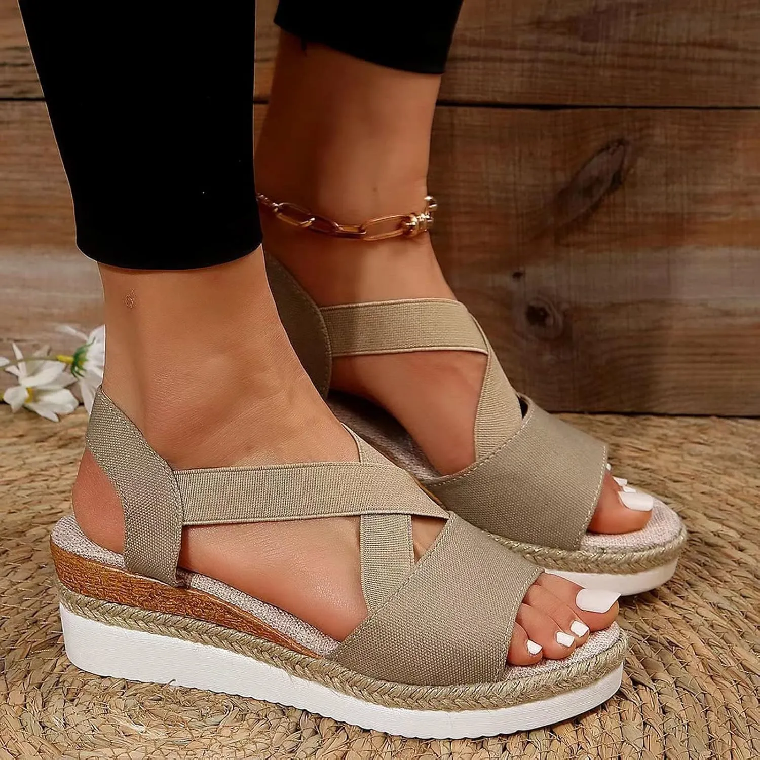 Cathalem Sandals For Women Comfortable Sandals for Women Open Toe Platform Wedge Sandals