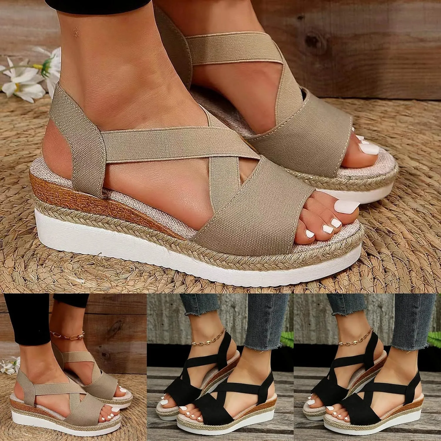 Cathalem Sandals For Women Comfortable Sandals for Women Open Toe Platform Wedge Sandals