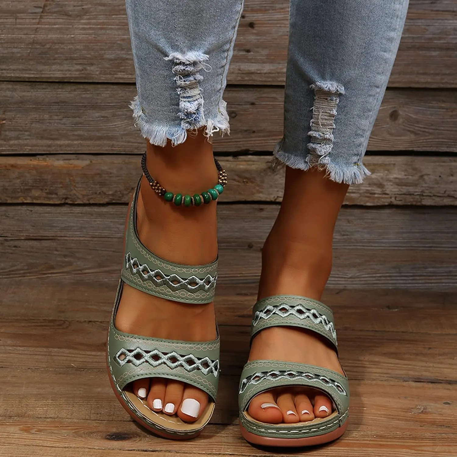 Cathalem Sandals for Women Dressy Summer, Womens Comfortable Platform Wedge Sandals Walking Shoes Beach Travel Outdoor Sandals