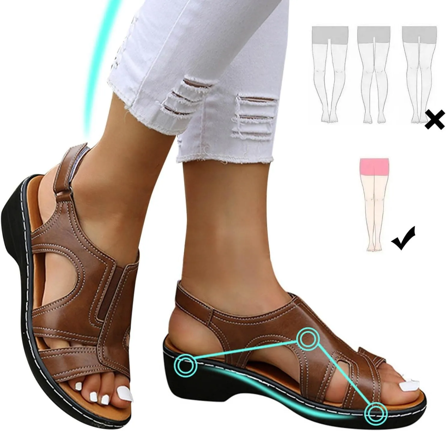 Cathalem Sandals Women Comfortable, Sandals Women Orthopedic Wide Toe Box Shoes Arch Support Platform Sandals