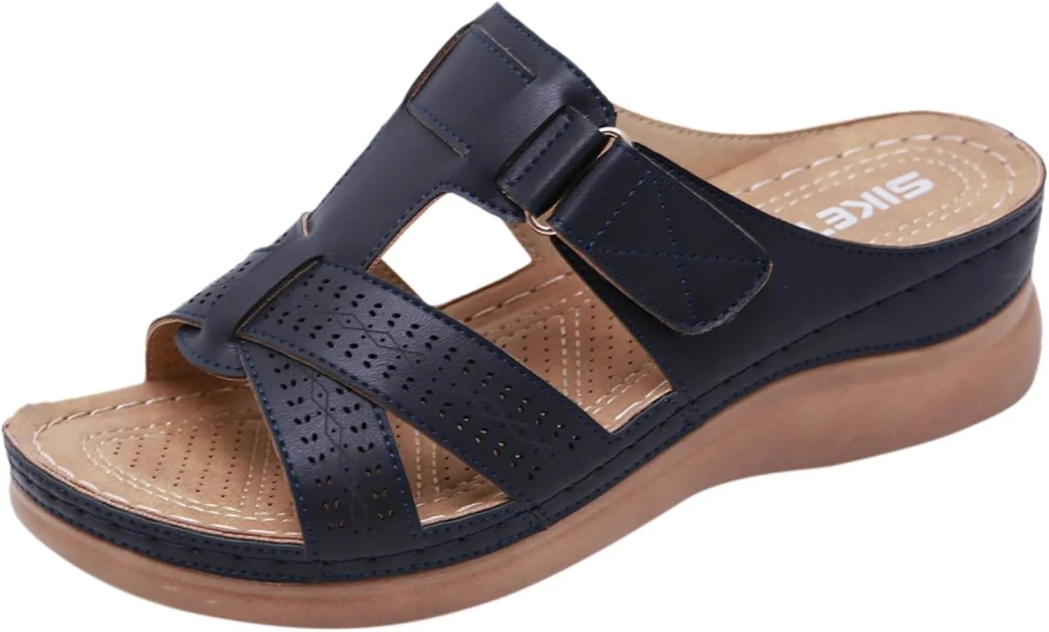 Cathalem Summer Sandals for Women 2024 Womens Orthopedic Wedge Heel Slip On Open Toe Sandals Shoes