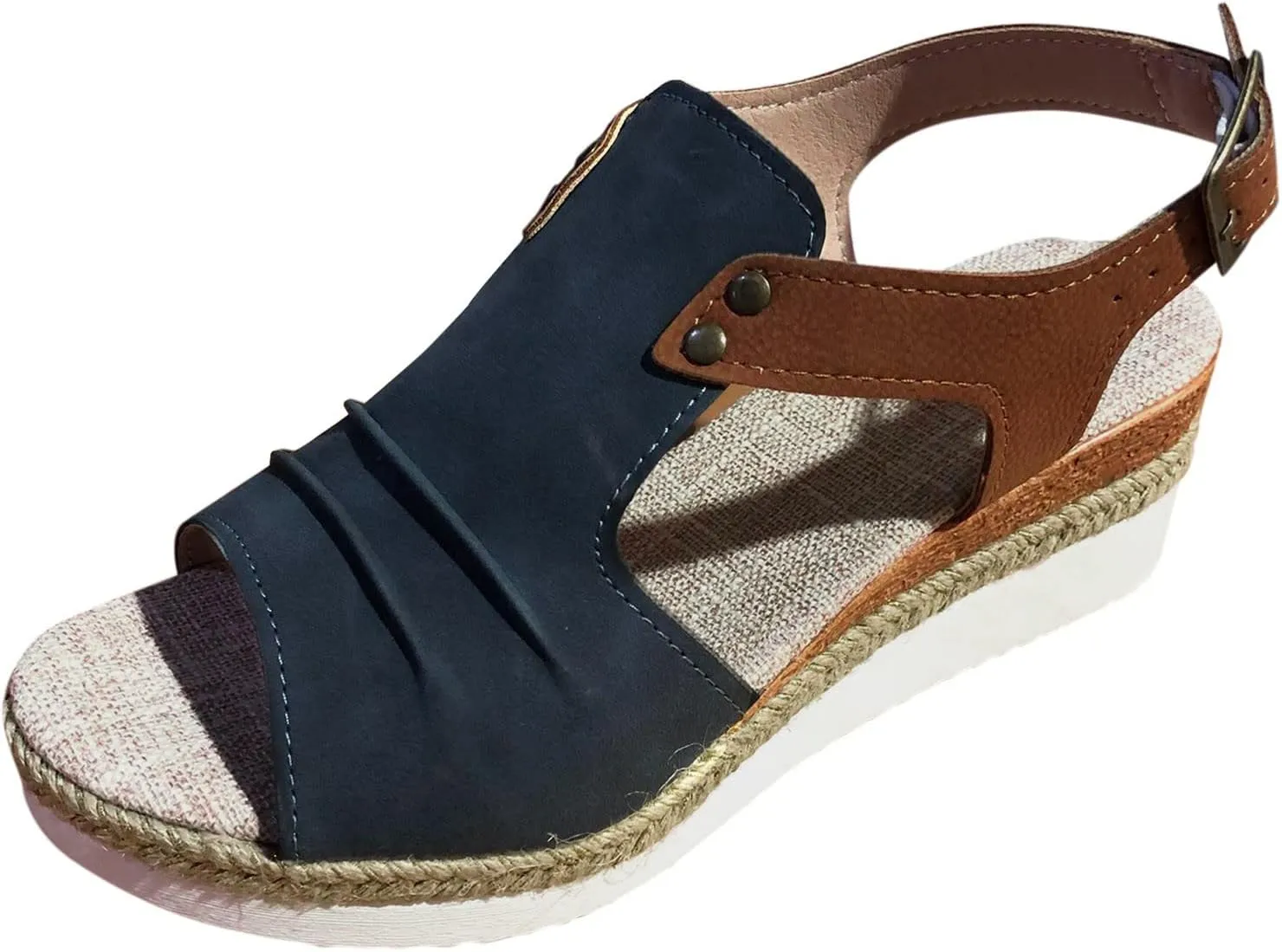 Cathalem Wedge Sandals for Women Open Toe Ankle Strap Wedge Heels Sandals Orthopedic Sandals Casual
