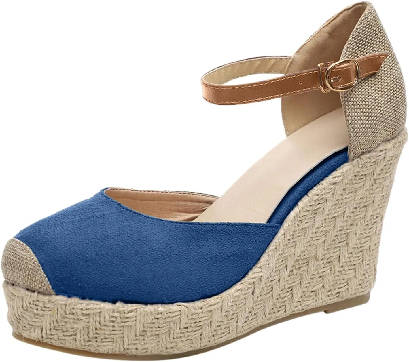 Cathalem Wedge Sandals for Women, Womens Closed Toe Sandals Summer Ankle Strap Casual Sandals for Women Espadrilles Wedges