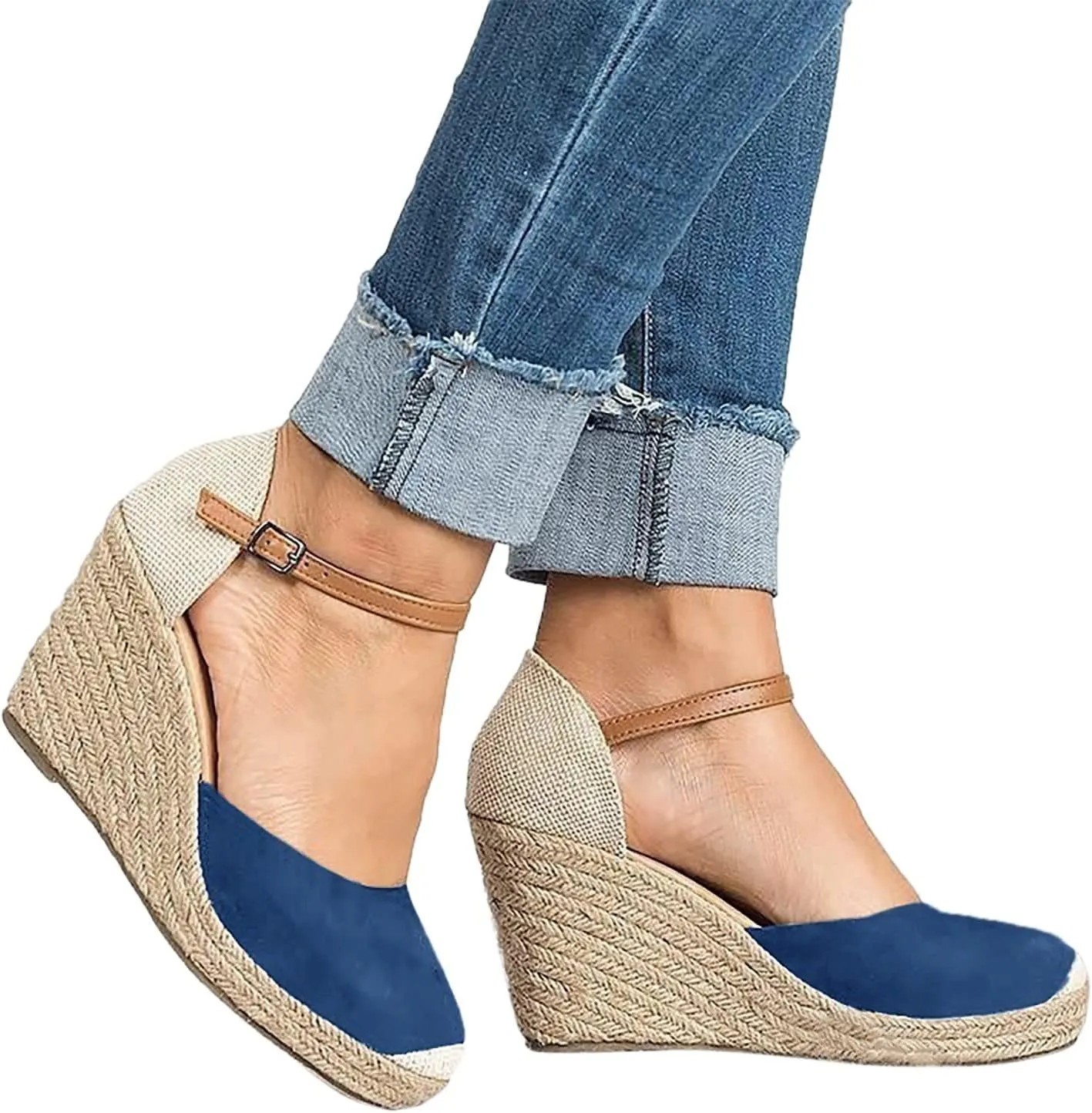 Cathalem Wedge Sandals for Women, Womens Closed Toe Sandals Summer Ankle Strap Casual Sandals for Women Espadrilles Wedges