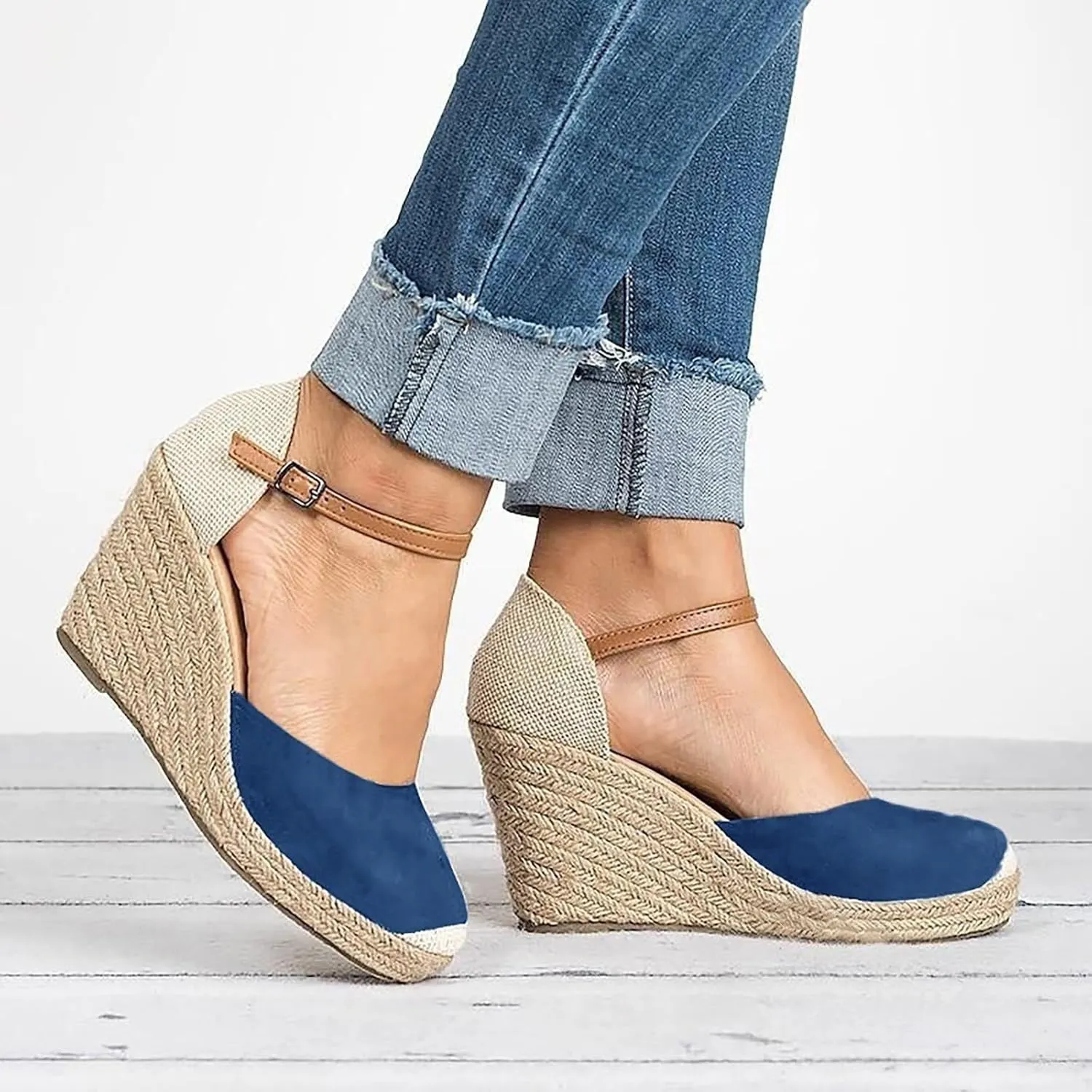 Cathalem Wedge Sandals for Women, Womens Closed Toe Sandals Summer Ankle Strap Casual Sandals for Women Espadrilles Wedges