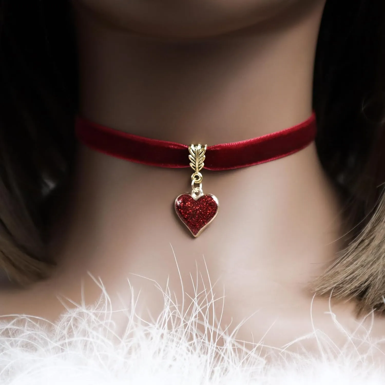 Choker Set 3 PCS Necklace Gothic Choker Heart Charm Velvet Gothic Classical Collars