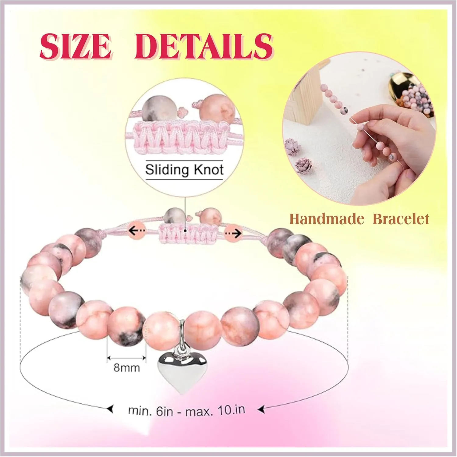 Chuchoter To My Daughter/Granddaughter/Niece Bracelet,Sweet Heart Natural Stone Beaded Bracelet For girl,Birthday Christmas Valentines Graduation Gifts for girl