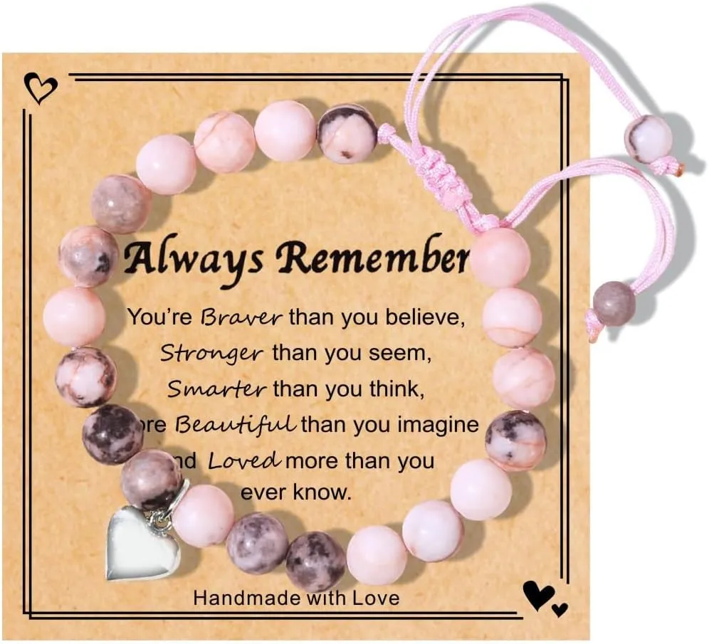 Chuchoter To My Daughter/Granddaughter/Niece Bracelet,Sweet Heart Natural Stone Beaded Bracelet For girl,Birthday Christmas Valentines Graduation Gifts for girl