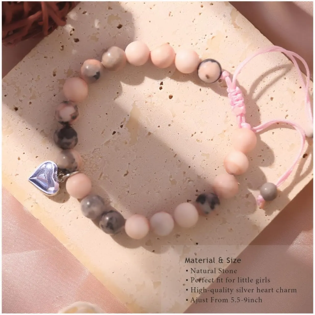 Chuchoter To My Daughter/Granddaughter/Niece Bracelet,Sweet Heart Natural Stone Beaded Bracelet For girl,Birthday Christmas Valentines Graduation Gifts for girl
