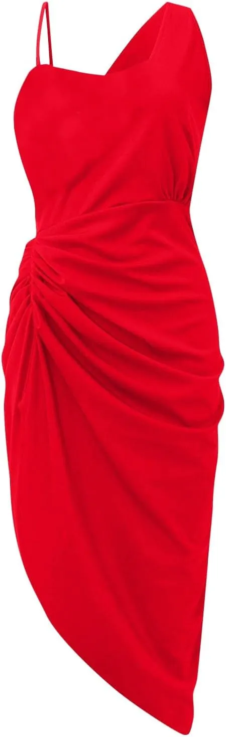 Cocktail Dresses,Sequin Bodycon One Shoulder Sexy Slit Midi Dress Formal Elegant Plus Size for Evening Dinner