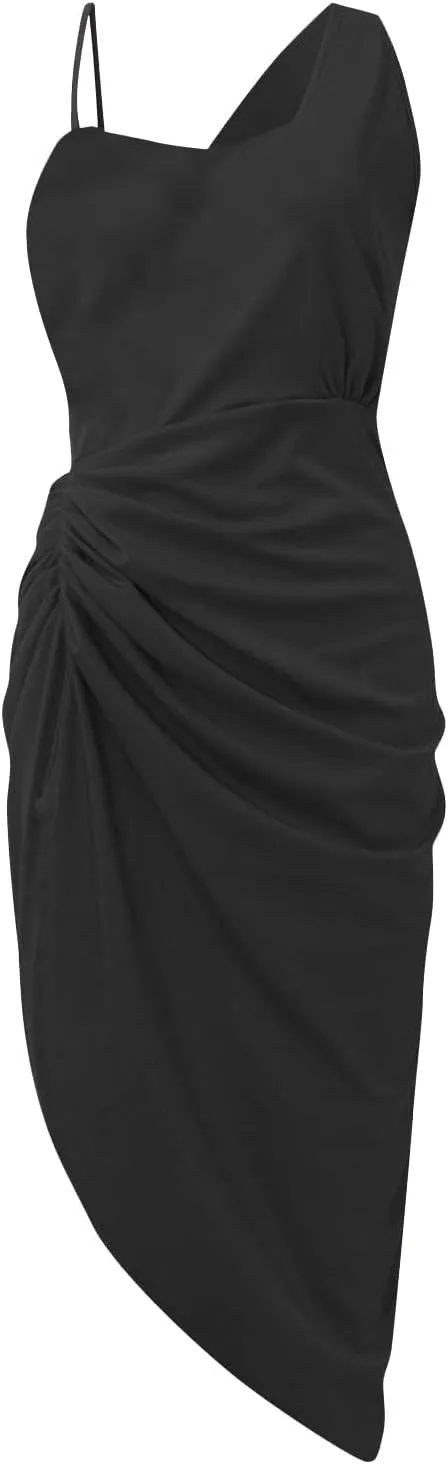 Cocktail Dresses,Sequin Bodycon One Shoulder Sexy Slit Midi Dress Formal Elegant Plus Size for Evening Dinner