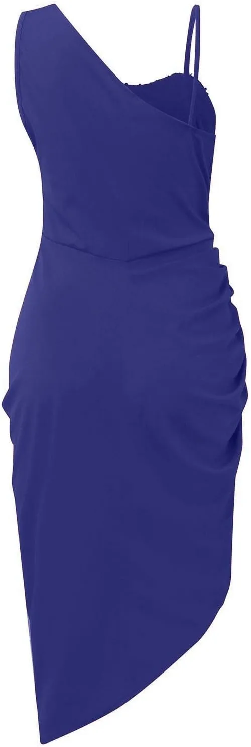 Cocktail Dresses,Sequin Bodycon One Shoulder Sexy Slit Midi Dress Formal Elegant Plus Size for Evening Dinner