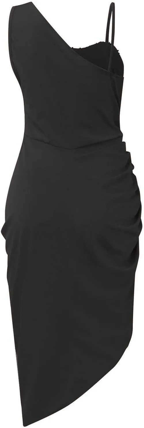 Cocktail Dresses,Sequin Bodycon One Shoulder Sexy Slit Midi Dress Formal Elegant Plus Size for Evening Dinner