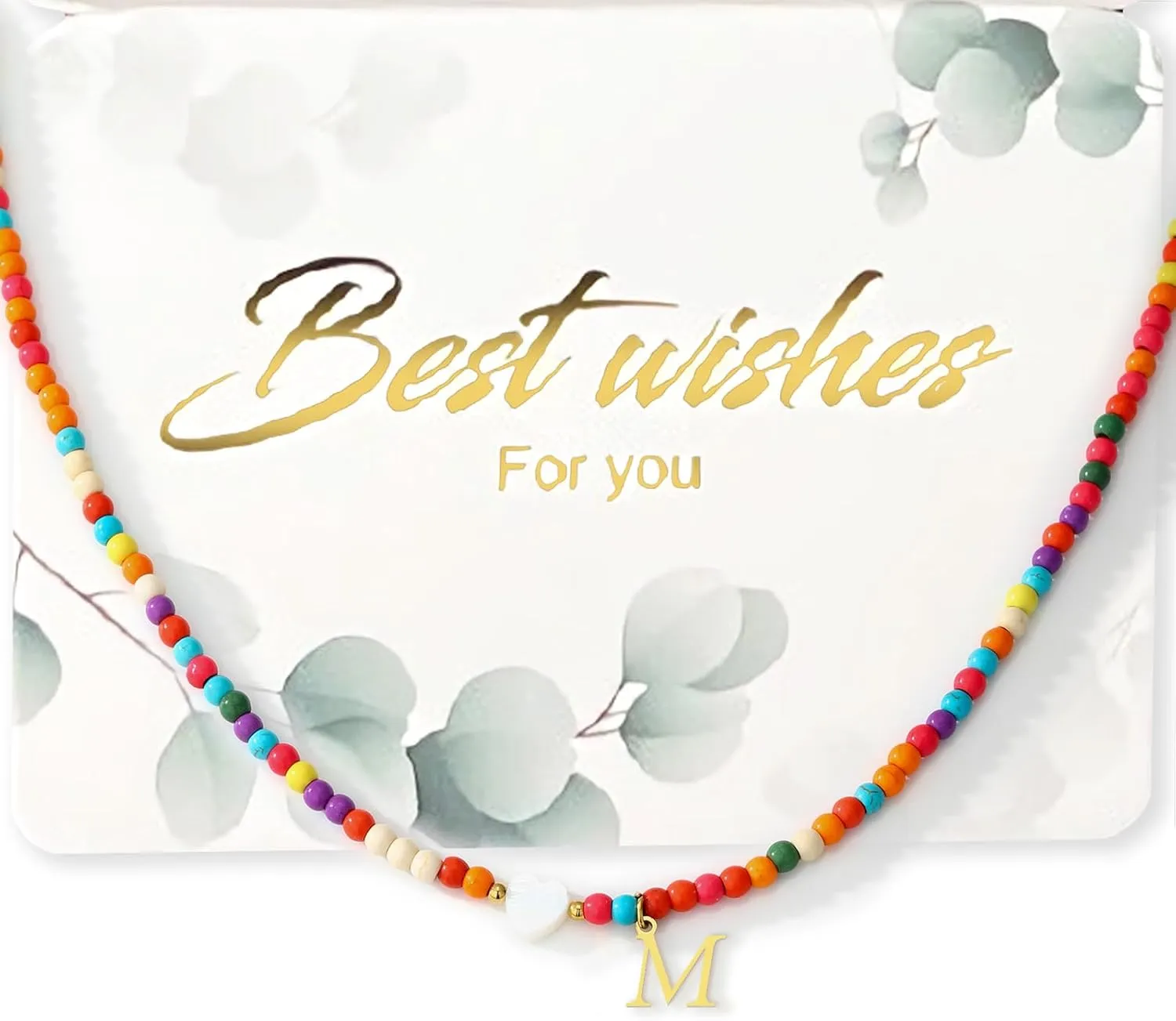 Colorful Beaded Initial Necklace Chokers for Women,Bohemian Chokers Necklaces for Women,Initial Charm Necklace Birthday Christmas Gifts for Women
