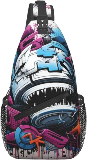 Colorful Graffiti Cross Chest Bag Diagonally Sling Backpack Outdoor Travel Cycling Bag for Men Women