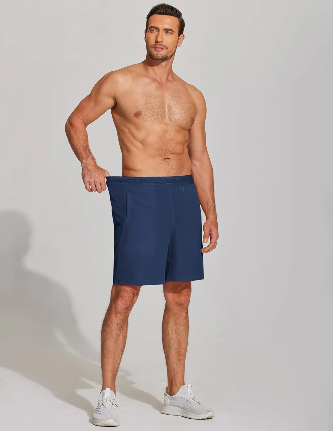 COOFANDY Mens Athletic Running Shorts 7'' Gym Workout Shorts Lightweight Drawstring Training Shorts with Zipper Pockets