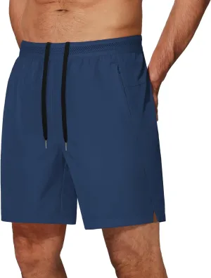COOFANDY Mens Athletic Running Shorts 7'' Gym Workout Shorts Lightweight Drawstring Training Shorts with Zipper Pockets