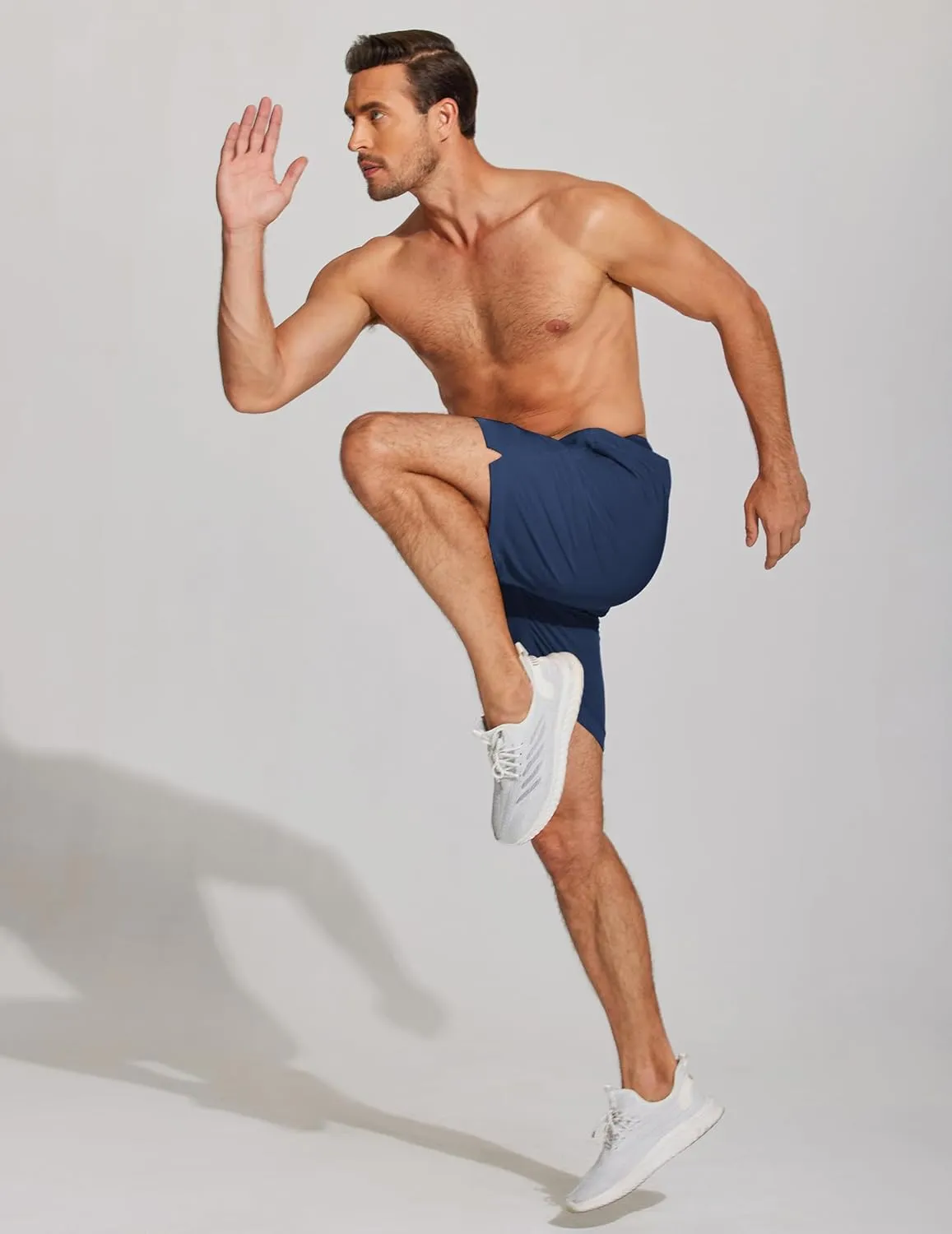 COOFANDY Mens Athletic Running Shorts 7'' Gym Workout Shorts Lightweight Drawstring Training Shorts with Zipper Pockets