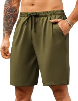 COOFANDY Mens Casual Shorts 9 inch Inseam Stretch Beach Shorts Elastic Waist Drawstring Summer Shorts