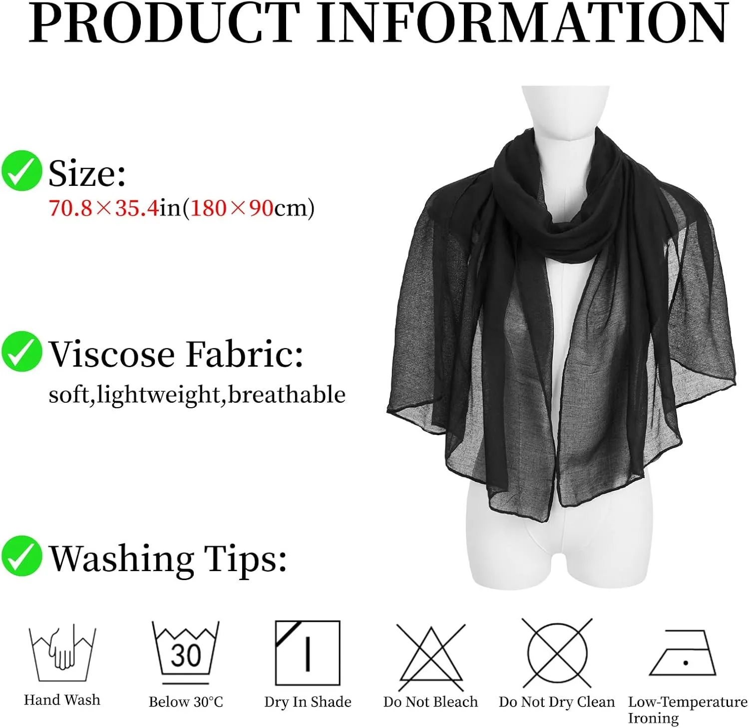 Cotton Scarf for Women Fashion Solid Color Hijab Scarves Lightweight Shawl Summer Fall Winter African Hair Wraps