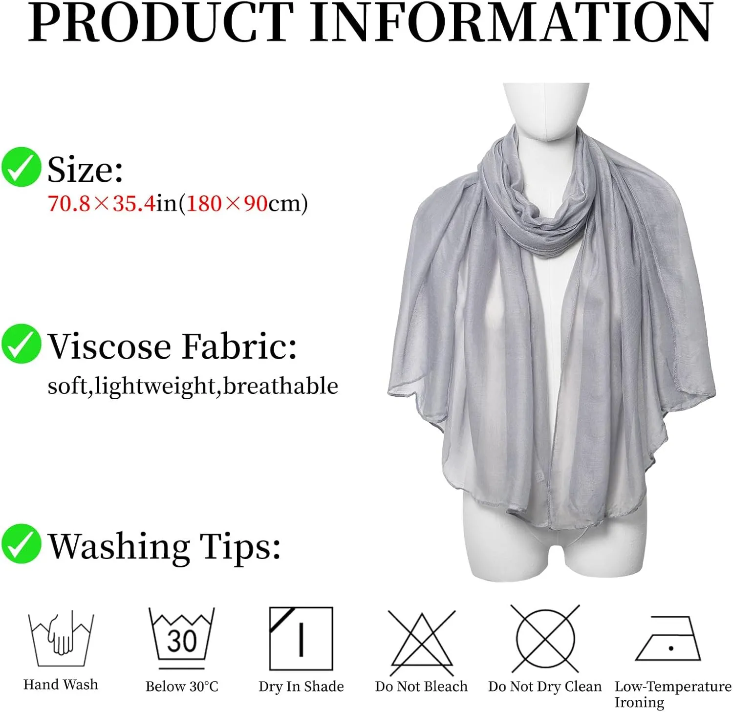 Cotton Scarf for Women Fashion Solid Color Hijab Scarves Lightweight Shawl Summer Fall Winter African Hair Wraps
