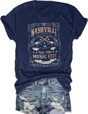 Country Music T Shirt for Women Summer Crew Neck Short Sleeve Loose Vacation Tee Tops