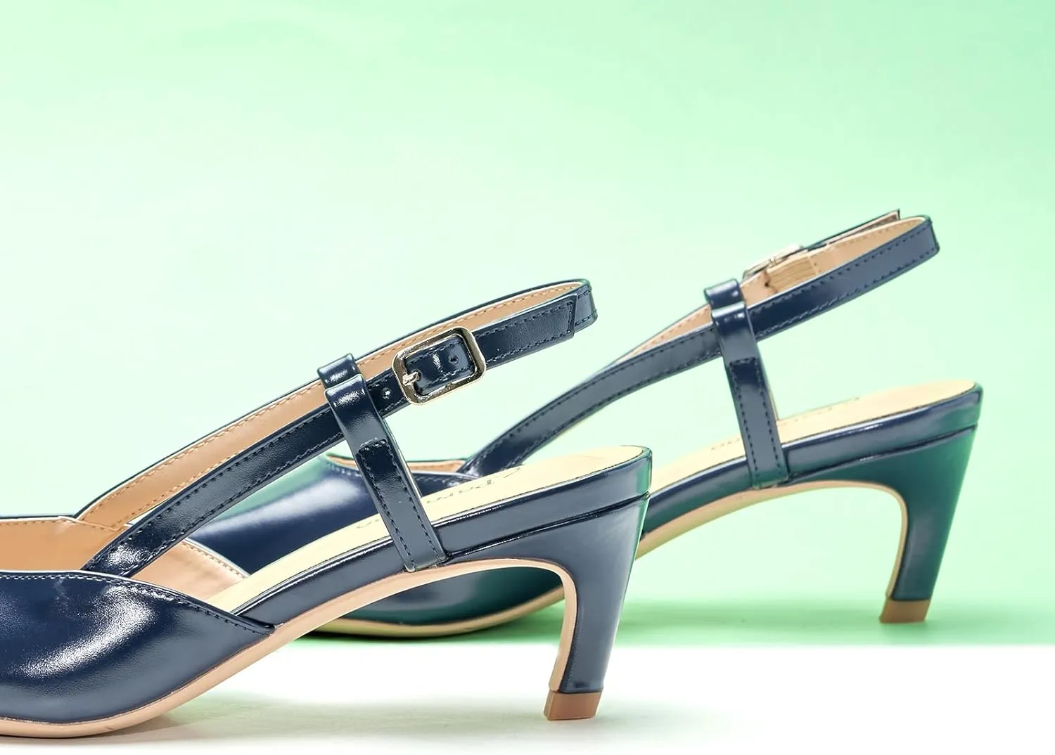 C.Paravano Beige Slingback Heels for Women - Pointed Toe, Stiletto Heels, Slip On Work Pumps, Dress Shoes