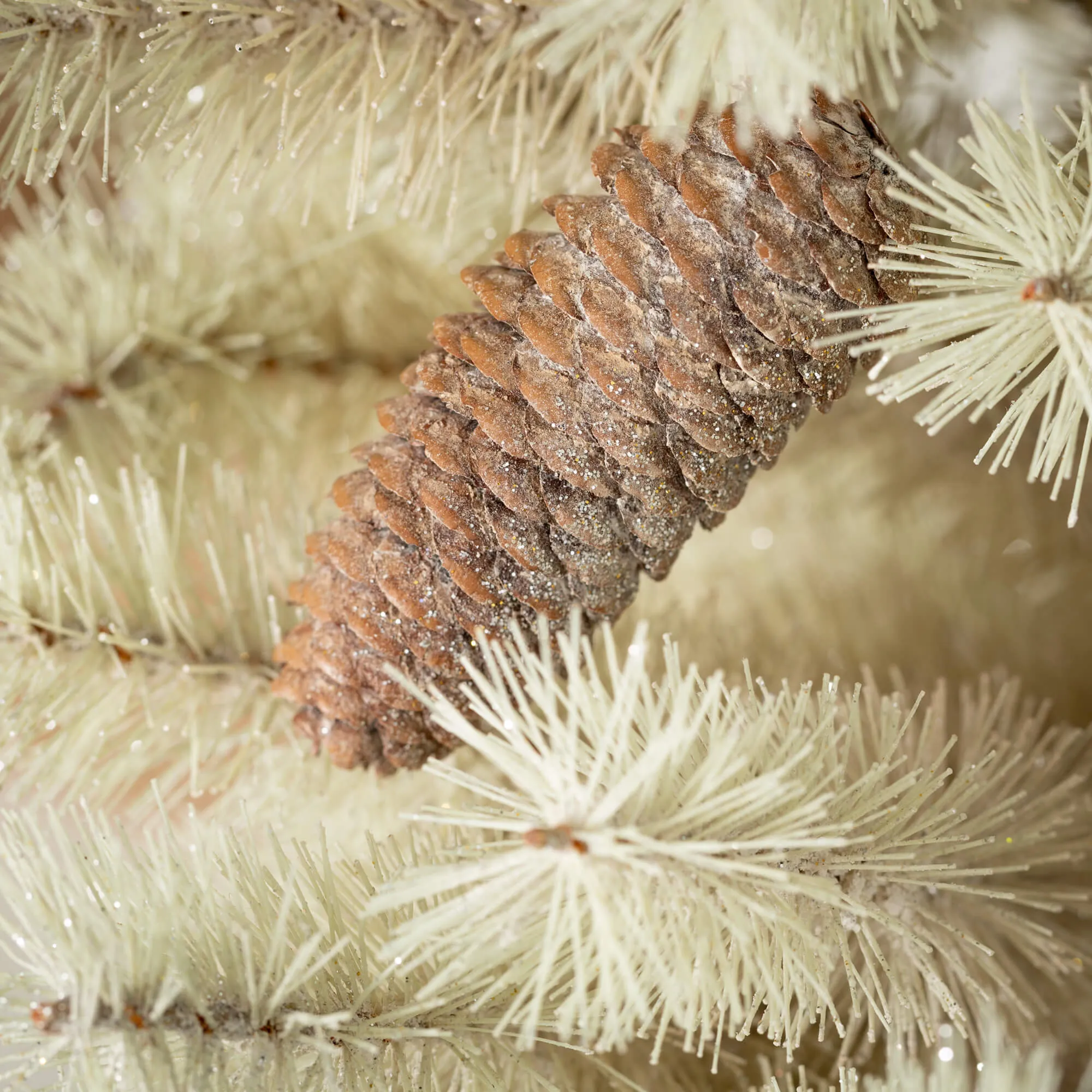 Cream Pine Frosted Tree Set