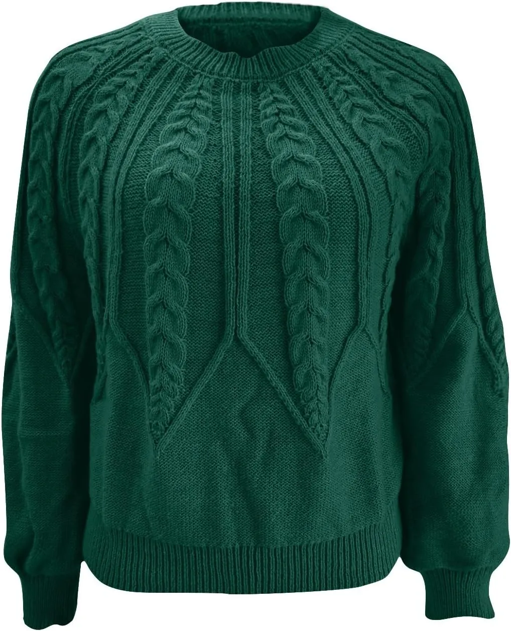 Crewneck Sweater Women Cable Knit Chunky Long Sleeve Winter Sweaters Oversized Crew Neck Cute Pullover Outfits