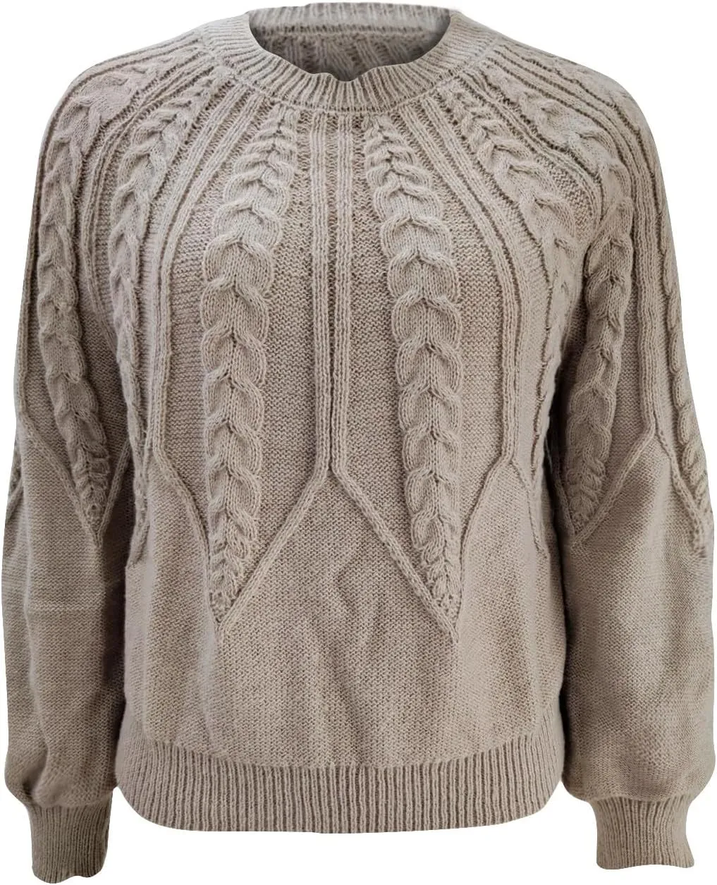 Crewneck Sweater Women Cable Knit Chunky Long Sleeve Winter Sweaters Oversized Crew Neck Cute Pullover Outfits