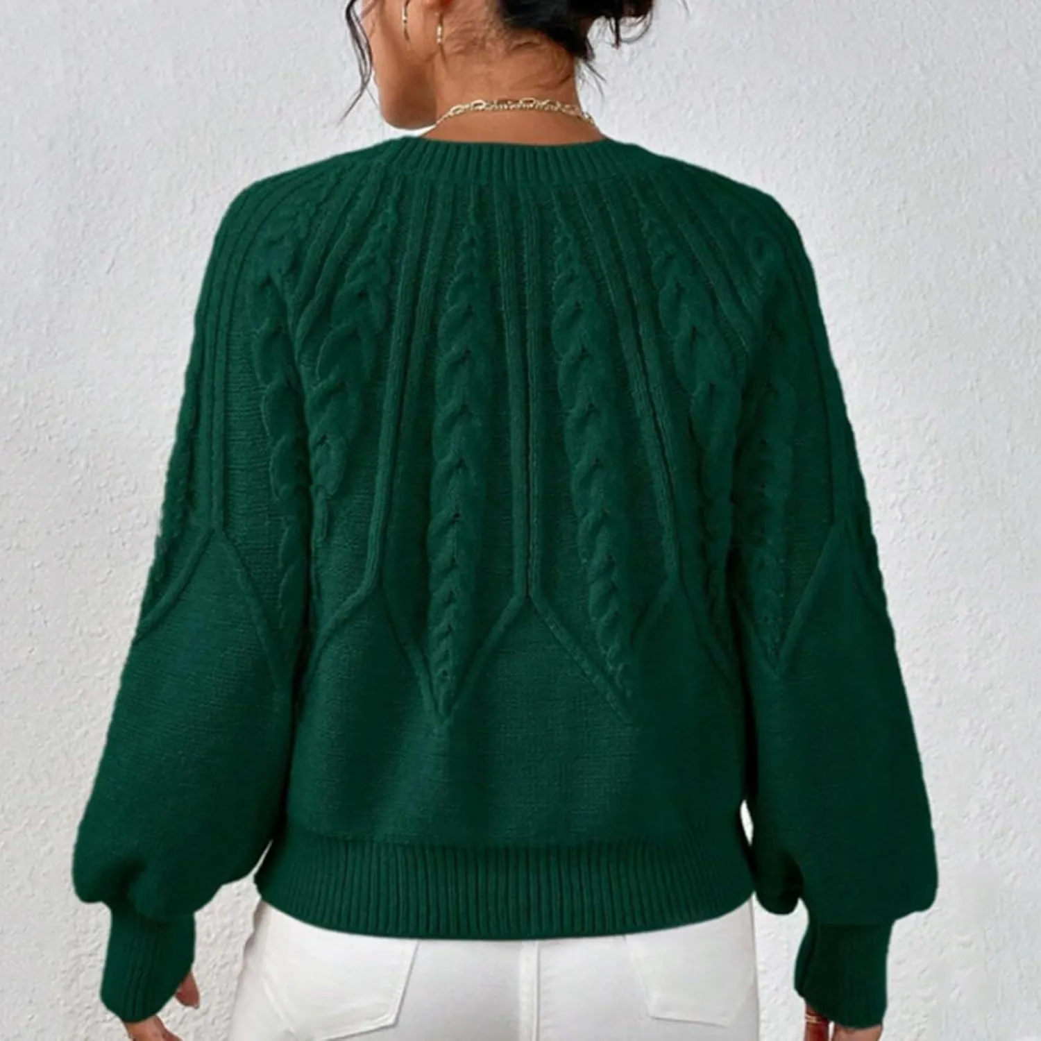 Crewneck Sweater Women Cable Knit Chunky Long Sleeve Winter Sweaters Oversized Crew Neck Cute Pullover Outfits