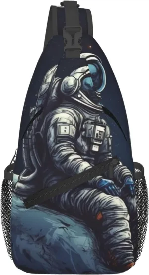 Cross Chest Bag for Men Women Crossbody Backpack Astronaut space Sling Bag Travel Hiking Daypack