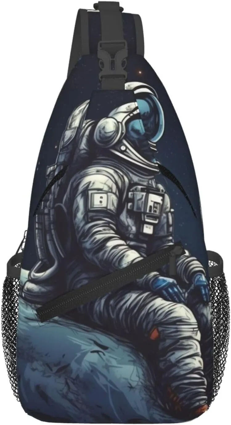 Cross Chest Bag for Men Women Crossbody Backpack Astronaut space Sling Bag Travel Hiking Daypack
