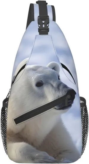 Cross Chest Bag for Men Women Crossbody Backpack Polar bear Sling Bag Travel Hiking Daypack