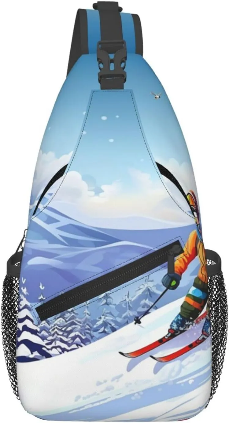 Cross Chest Bag for Men Women Crossbody Backpack Winter skiing Sling Bag Travel Hiking Daypack