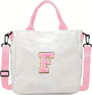 Crossbody Bag for Girls Initial Canvas Travel Messenger Bag Letter Birthday Present Teen Girls Holiday Present