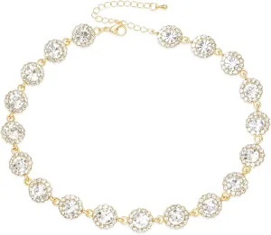 Crystal Choker Necklace Sparkly Rhinestone Chokers Gold Colorful Necklaces for Women