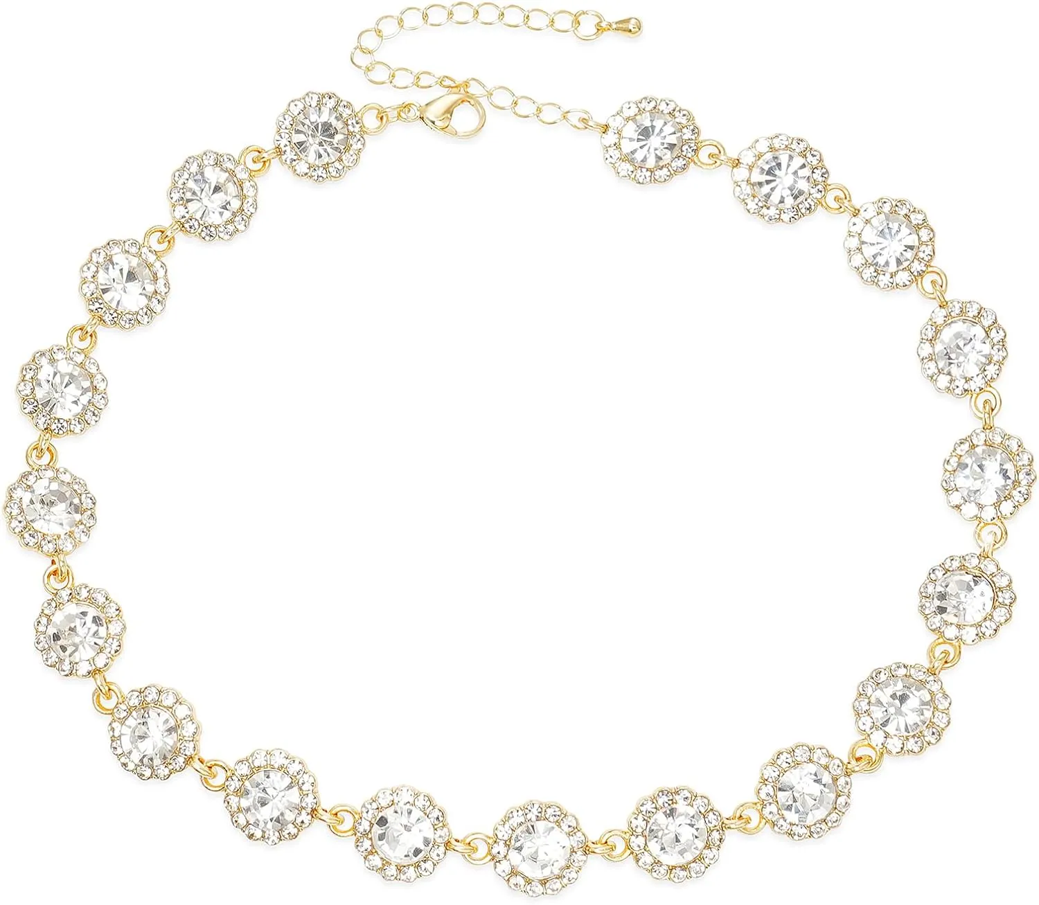 Crystal Choker Necklace Sparkly Rhinestone Chokers Gold Colorful Necklaces for Women