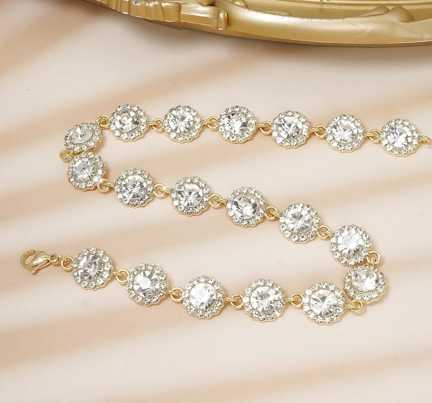 Crystal Choker Necklace Sparkly Rhinestone Chokers Gold Colorful Necklaces for Women