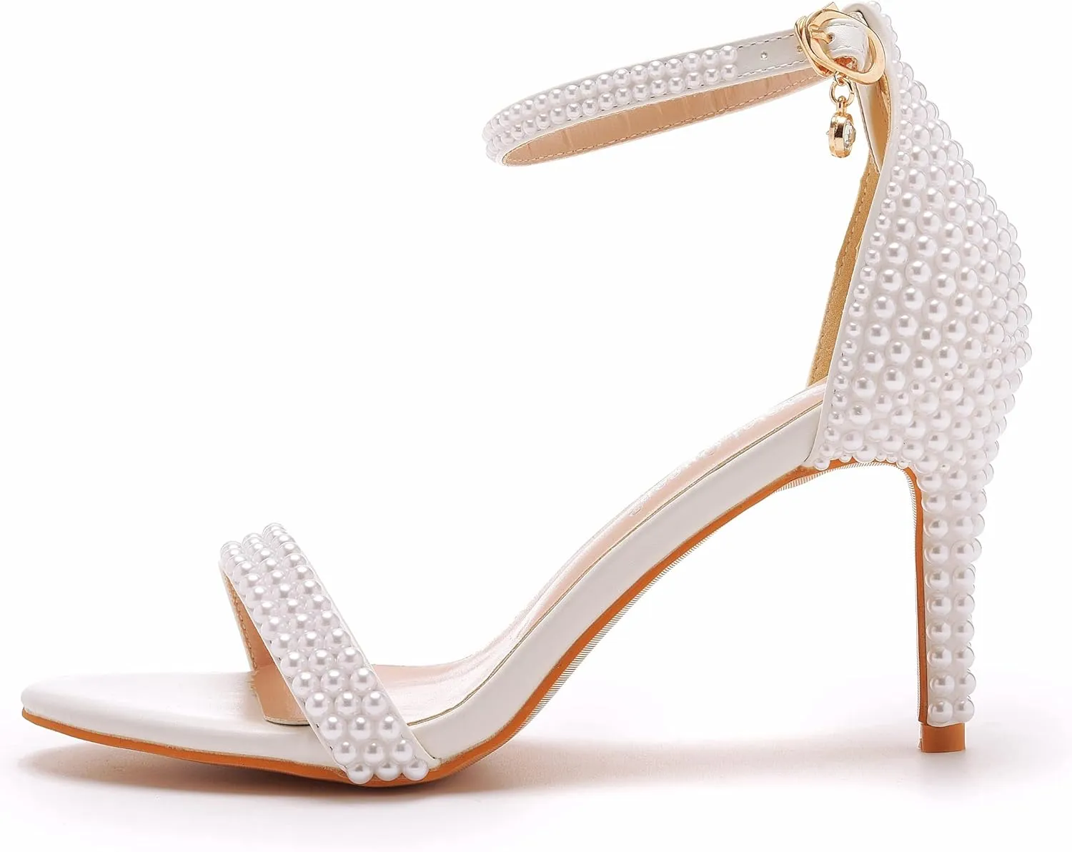 Crystal Queen Full Pearls Heels Sandals Stiletto Heels Peep Toe High Heel Sandals Pump Shoes For Bride Wedding Party Evening