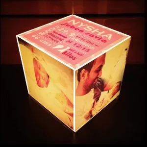Cube Lamp <br> Personalised with Birth Statistics & Photos
