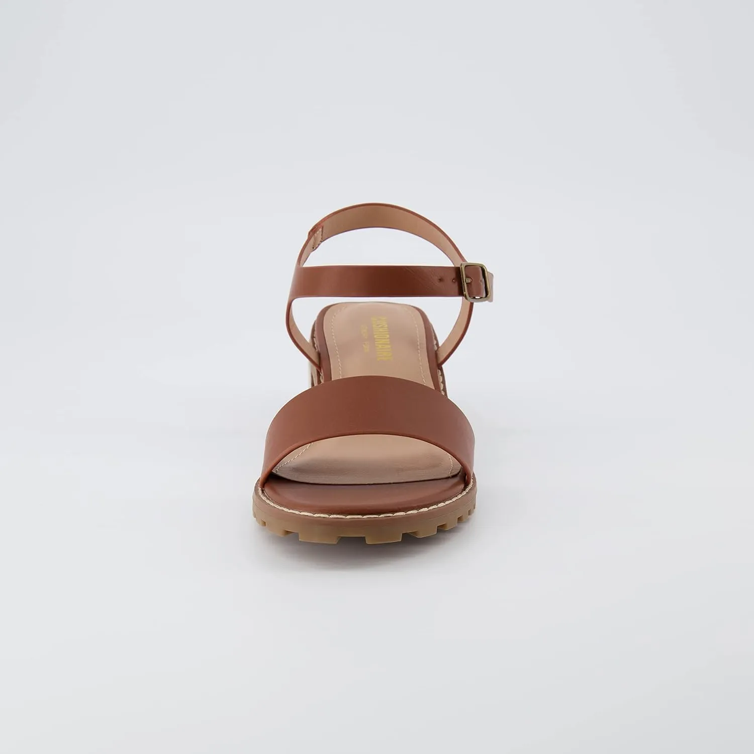 CUSHIONAIRE Flynn one band block heel sandal  Memory Foam, Wide Widths Available