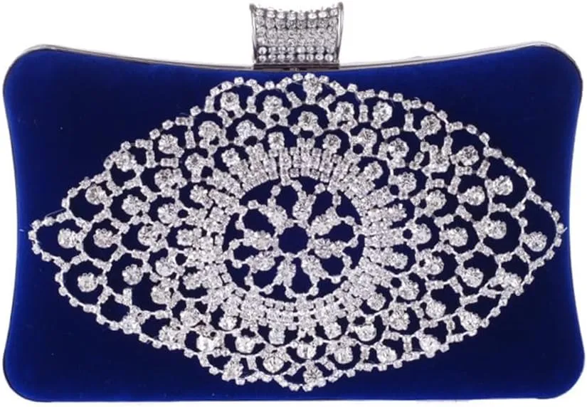 Delicate Rhinestone Party Bag Velvet Hard Shell Evening Bag Clutch Bag Wholesale Women's Bag(Black)